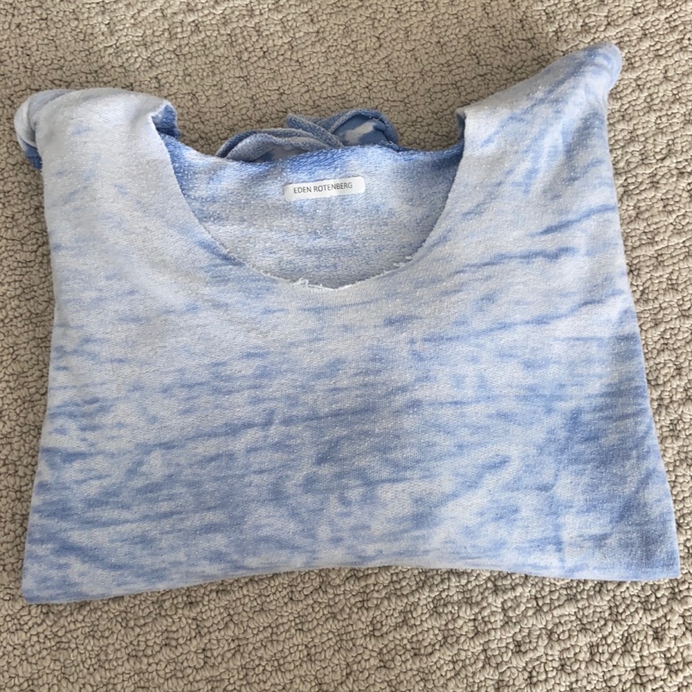 So Nikki Washed-Out Blue Scoop Neck Hoodie